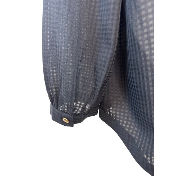 J.Crew Womens Sheer Black Textured Blouse 3/4 Sleeves Round Neck Top Sz XL - Picture 4 of 7